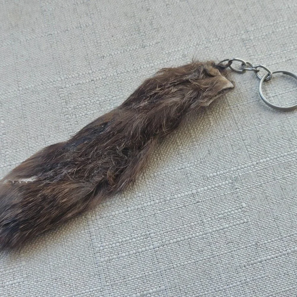 Real Fur Key Chain Handmade Brown Hair Fur Keys Holder Keychain